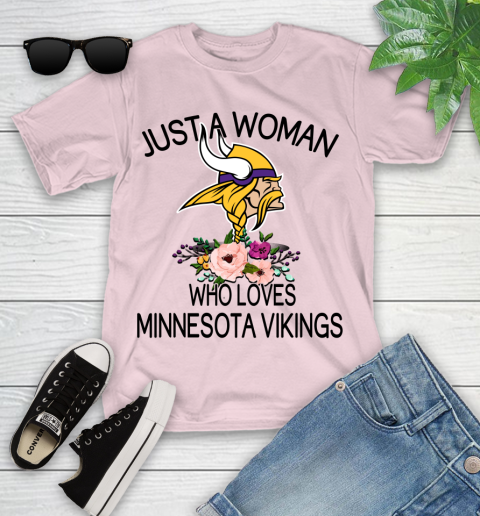 NFL Just A Woman Who Loves Minnesota Vikings Football Sports Youth T-Shirt 7