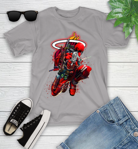 NBA Deadpool Marvel Comics Sports Basketball Miami Heat Youth T-Shirt 4