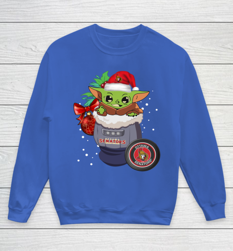 Ottawa Senators Christmas Baby Yoda Star Wars Funny Happy NHL Youth Sweatshirt 8
