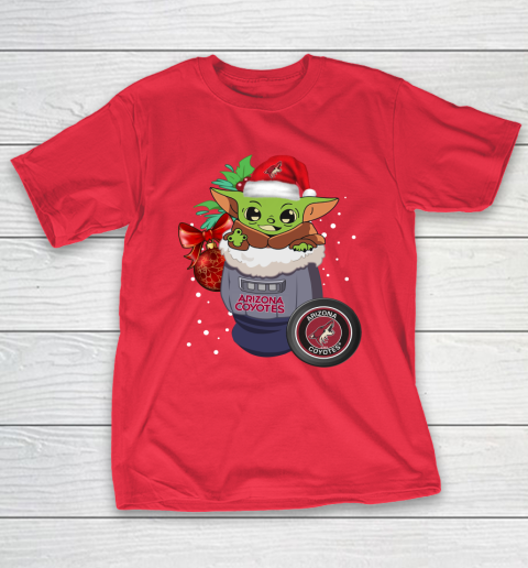 Arizona Coyotes Christmas Baby Yoda Star Wars Funny Happy NHL T-Shirt 10