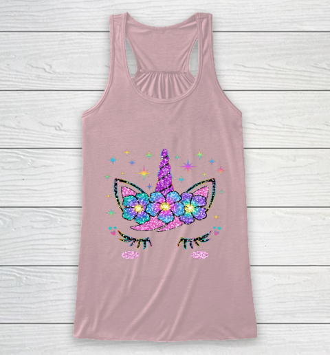 Unicorn Costume Rainbow Face Girls Racerback Tank 5