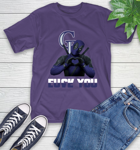 MLB Colorado Rockies Deadpool Love You Fuck You Baseball Sports T-Shirt 5