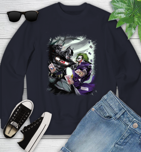 Carolina Hurricanes NHL Hockey Batman Fighting Joker DC Comics Youth Sweatshirt 3