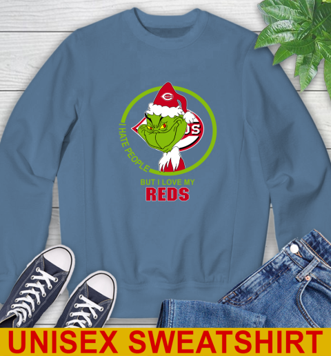 Cincinnati Reds MLB Christmas Grinch I Hate People But I Love My Favorite Baseball Team Sweatshirt 8