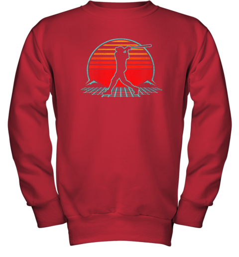 j44o baseball retro vintage 80s style coach player gift youth sweatshirt 47 front red