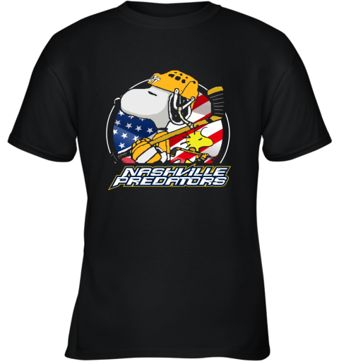 Nashville Predators Ice Hockey Snoopy And Woodstock NHL Youth T-Shirt
