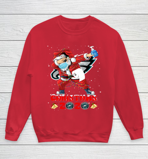 Philadelphia Eagles Funny Santa Claus Dabbing Christmas 2020 NFL Youth Sweatshirt 7