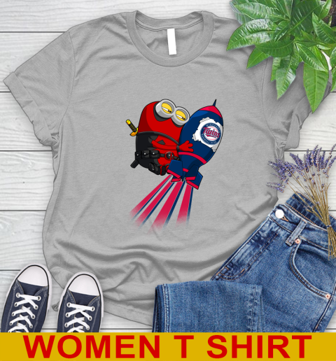 MLB Baseball Minnesota Twins Deadpool Minion Marvel Shirt Women's T-Shirt 5