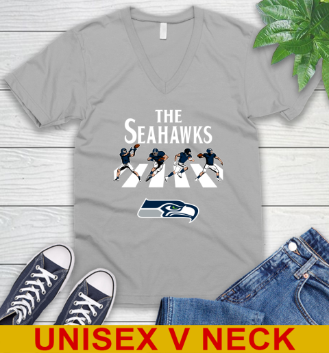 NFL Football Seattle Seahawks The Beatles Rock Band Shirt V-Neck T-Shirt 3