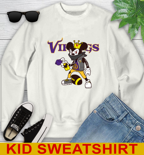 Minnesota Vikings NFL Football Mickey Peace Sign Sports Youth Sweatshirt