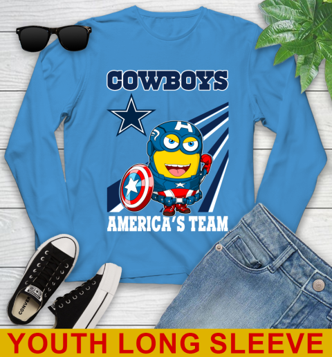 NFL Football Dallas Cowboys Captain America Marvel Avengers Minion Shirt Youth Long Sleeve 8