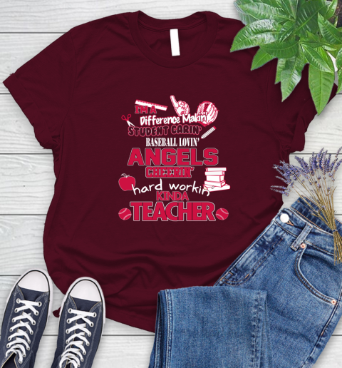 Los Angeles Angels MLB I'm A Difference Making Student Caring Baseball Loving Kinda Teacher Women's T-Shirt 7