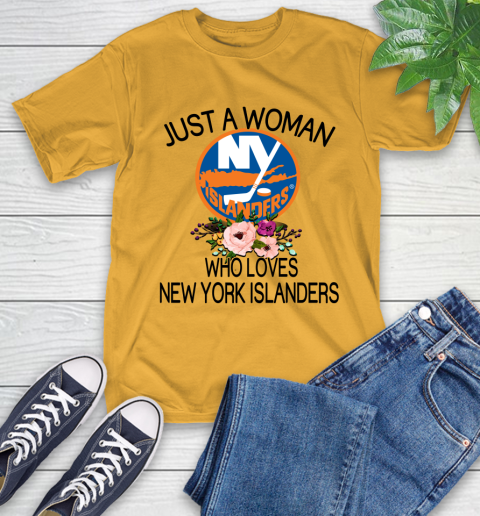 NHL Just A Woman Who Loves New York Islanders Hockey Sports T-Shirt 2