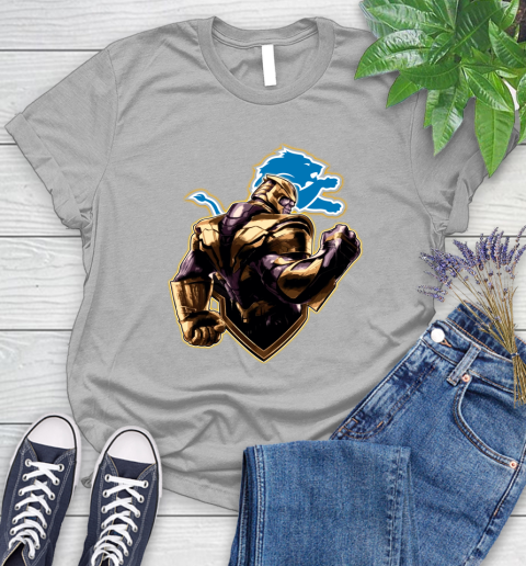 NFL Thanos Avengers Endgame Football Sports Detroit Lions Women's T-Shirt 5
