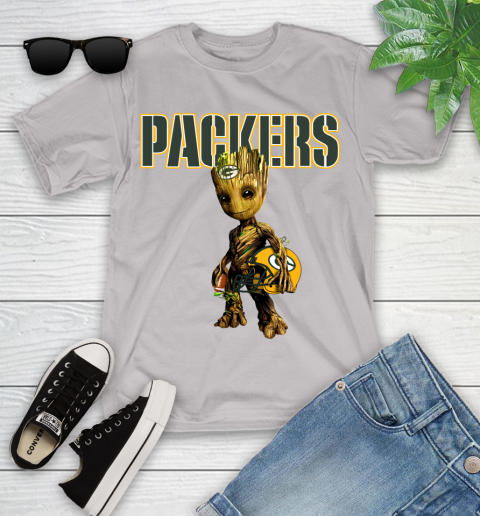 Green Bay Packers NFL Football Groot Marvel Guardians Of The Galaxy Youth T-Shirt 12