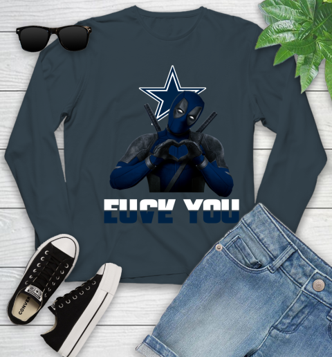 NHL Dallas Cowboys Deadpool Love You Fuck You Football Sports Youth Long Sleeve 9