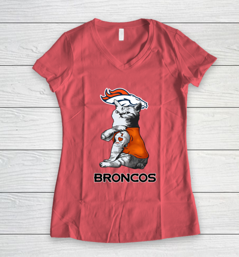 NFL Football My Cat Loves Denver Broncos Women's V-Neck T-Shirt 4