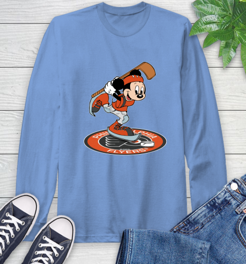 NHL Hockey Philadelphia Flyers Cheerful Mickey Disney Shirt Long Sleeve T-Shirt 12