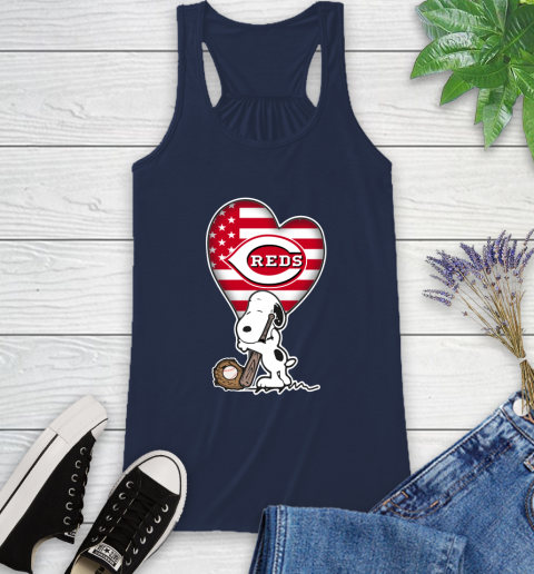 Cincinnati Reds MLB Baseball The Peanuts Movie Adorable Snoopy Racerback Tank 10