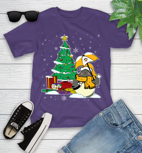 Pittsburgh Penguins NHL Hockey Cute Tonari No Totoro Christmas Sports Youth T-Shirt 3