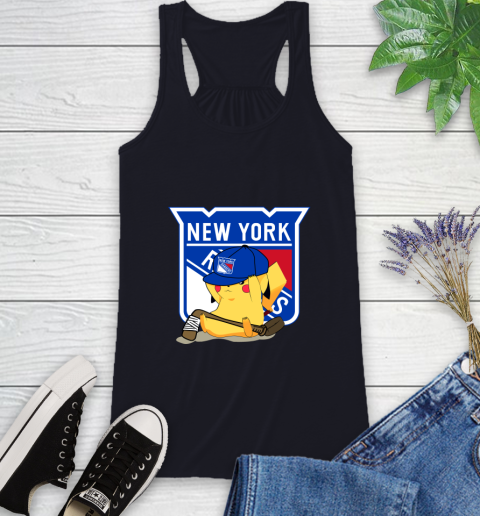 NHL Pikachu Hockey Sports New York Rangers Racerback Tank 10