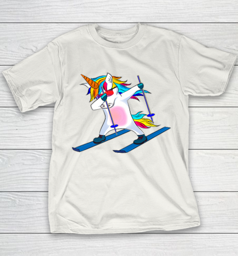 Skiing Unicorn Dabbing Funny Gift Youth T-Shirt 2