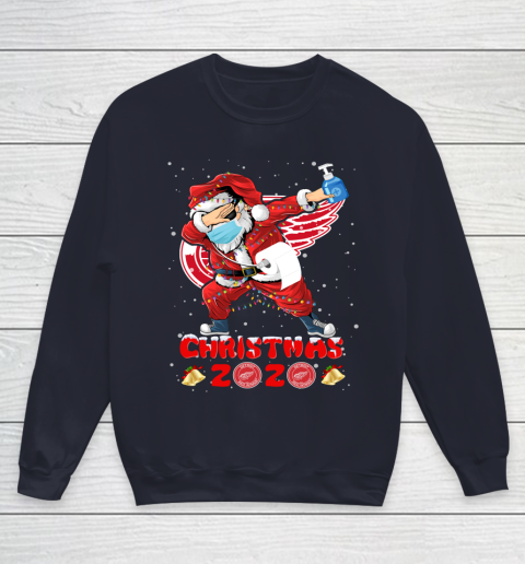 Detroit Red Wings Funny Santa Claus Dabbing Christmas 2020 NHL Youth Sweatshirt 2