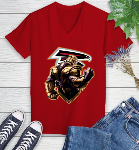 NFL Thanos Avengers Endgame Football Sports Atlanta Falcons Women's V-Neck T-Shirt 12