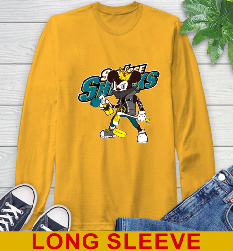 San Jose Sharks NHL Hockey Mickey Peace Sign Sports Long Sleeve T-Shirt 3