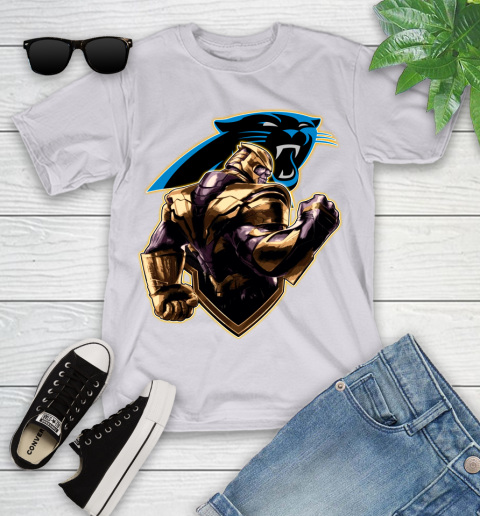 NFL Thanos Avengers Endgame Football Sports Carolina Panthers Youth T-Shirt 4