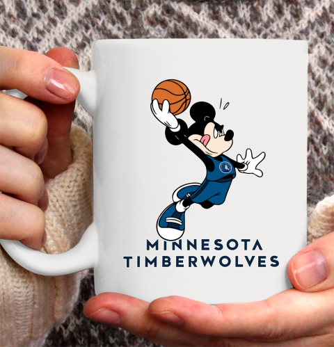 NBA Basketball Minnesota Timberwolves Cheerful Mickey Mouse Shirt Ceramic Mug 15oz 2