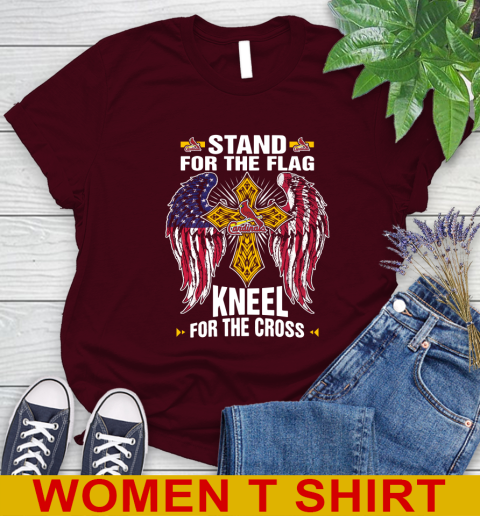 MLB Baseball St.Louis Cardinals Stand For Flag Kneel For The Cross Shirt Women's T-Shirt 6