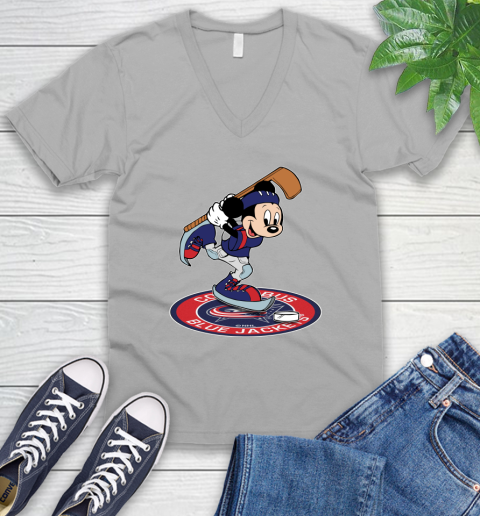 NHL Hockey Columbus Blue Jackets Cheerful Mickey Disney Shirt V-Neck T-Shirt 4