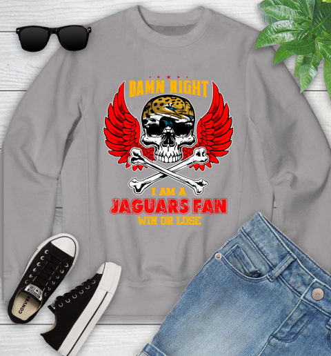 NFL Damn Right I Am A Jacksonville Jaguars Win Or Lose Skull Football Sports Youth Sweatshirt 3