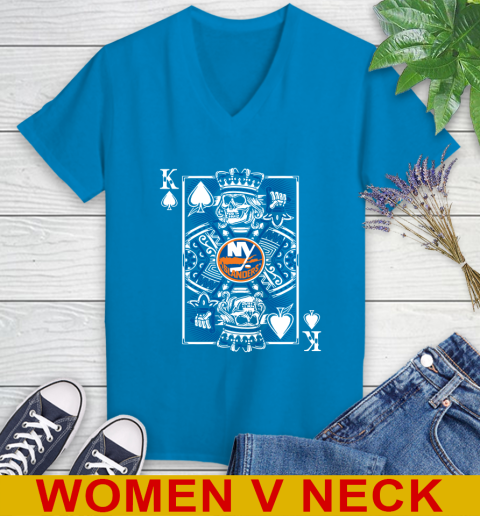 New York Islanders NHL Hockey The King Of Spades Death Cards Shirt Women's V-Neck T-Shirt 7