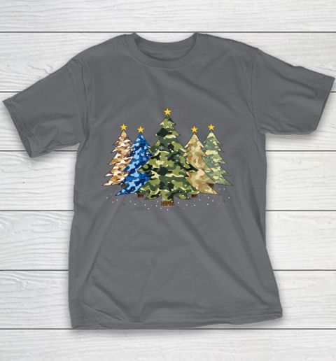 Camo Print Christmas Trees with Camouflage Print Xmas Youth T-Shirt 5