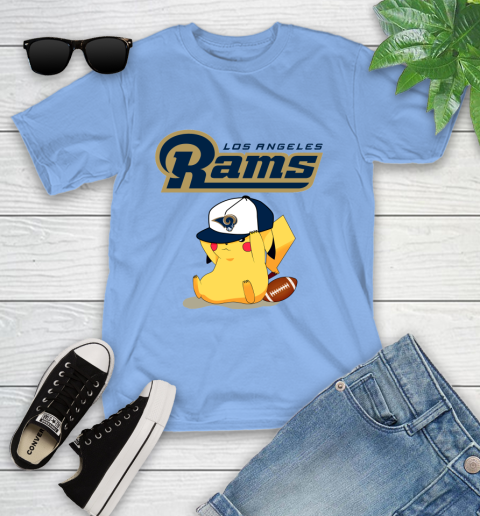 NFL Pikachu Football Sports Los Angeles Rams Youth T-Shirt 11