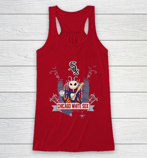 MLB Chicago White Sox Baseball Jack Skellington Halloween Racerback Tank 4
