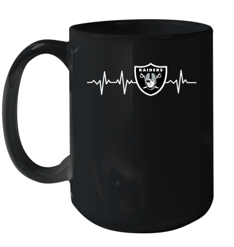 Oakland Raiders NFL Football Heart Beat Shirt Ceramic Mug 15oz