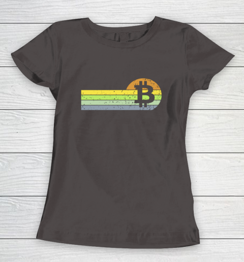 Bitcoin BTC Vintage Sunset Crypto Cryptocurrency Blockchain Women's T-Shirt 7