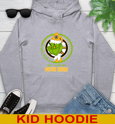 Boston Bruins NHL Christmas Grinch I Hate People But I Love My Favorite Hockey Team Youth Hoodie 6