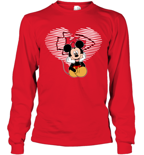 NFL Kansas City Chiefs The Heart Mickey Mouse Disney Football T Shirt qm5YAYk4GDR long sleeve tee 14 95 151514 front red