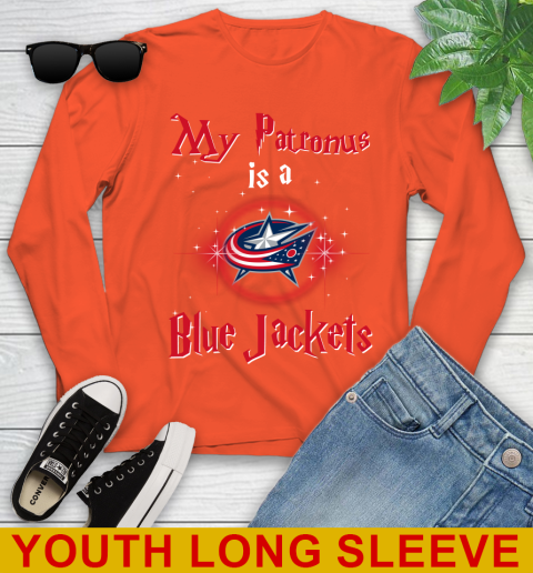 NHL Hockey Harry Potter My Patronus Is A Columbus Blue Jackets Youth Long Sleeve 3