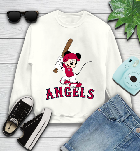 MLB Baseball Los Angeles Angels Cheerful Mickey Mouse Shirt Youth Sweatshirt 2