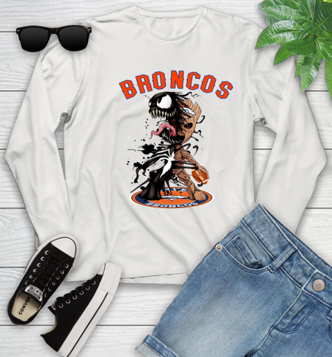NFL Denver Broncos Football Venom Groot Guardians Of The Galaxy Youth Long Sleeve 12