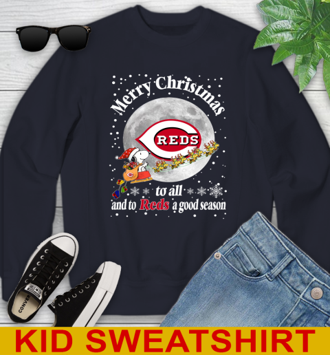 Cincinnati Reds Merry Christmas To All And To Reds A Good Season MLB Baseball Sports Youth Sweatshirt 2