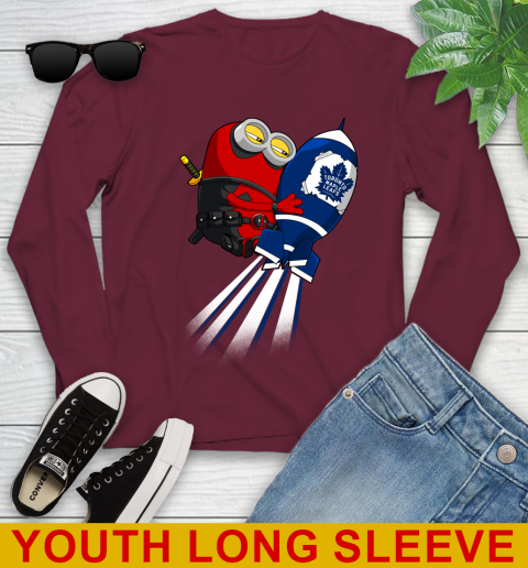 NHL Hockey Toronto Maple Leafs Deadpool Minion Marvel Shirt Youth Long Sleeve 6