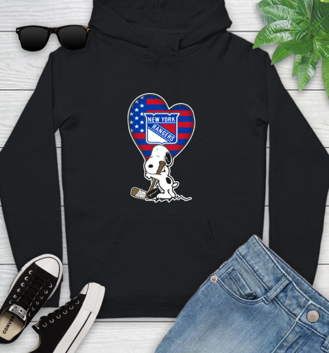 New York Rangers NHL Hockey The Peanuts Movie Adorable Snoopy Youth Hoodie 2
