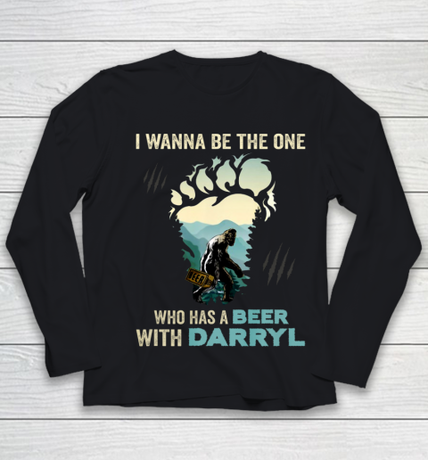 I Wanna Be The One Who Has A Beer With Darryl Funny Bigfoot Youth Long Sleeve