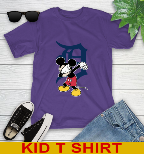 Detroit Tigers MLB Baseball Dabbing Mickey Disney Sports Youth T-Shirt 4